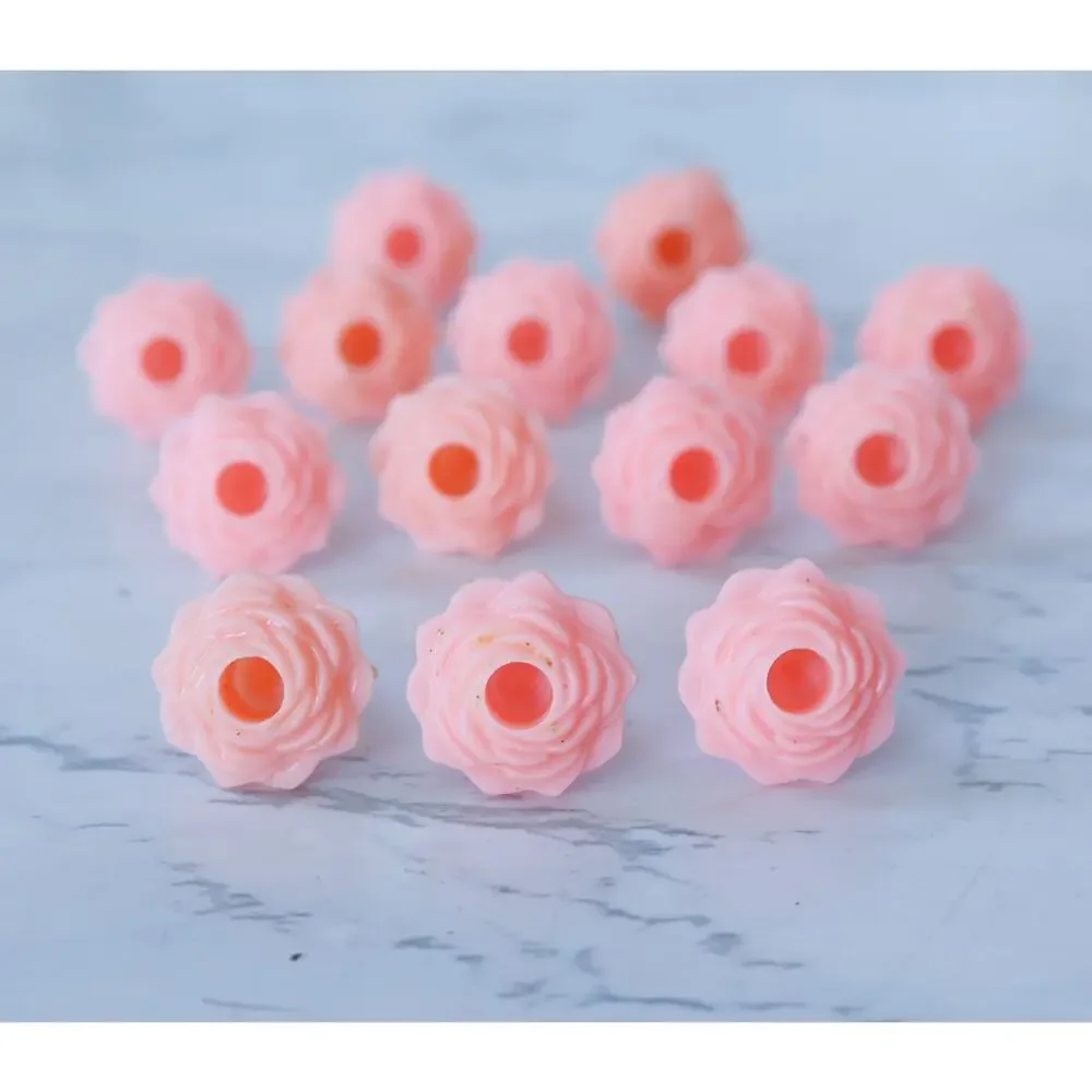 VTG Set of 14 Floral Rose Cake Toppers Candle Holders Retro MCM Birthday Decor
